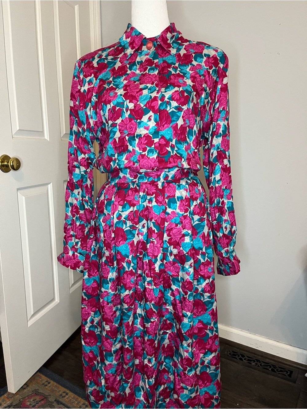 Vintage Country Sophisticates by Pendleton Floral Button Front Top and Skirt
